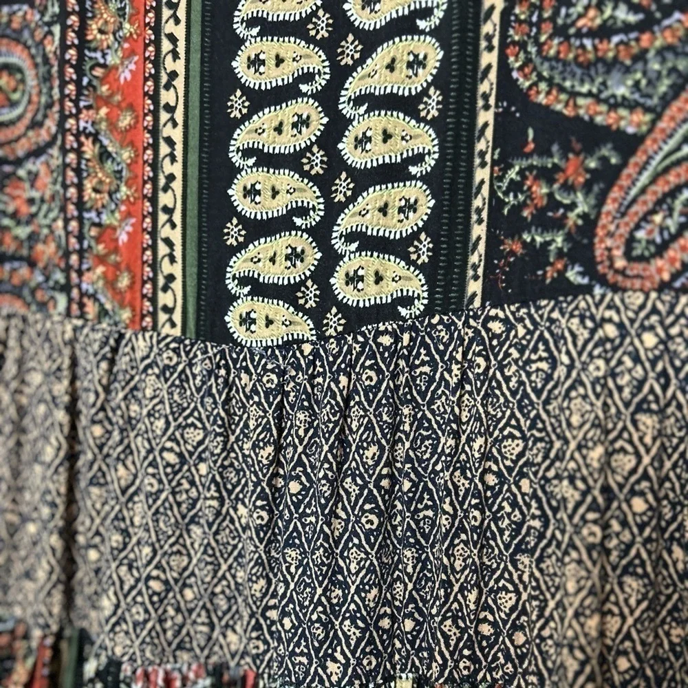 Easel Boho Dress Multi Paisley Print Bell Sleeves Size Small